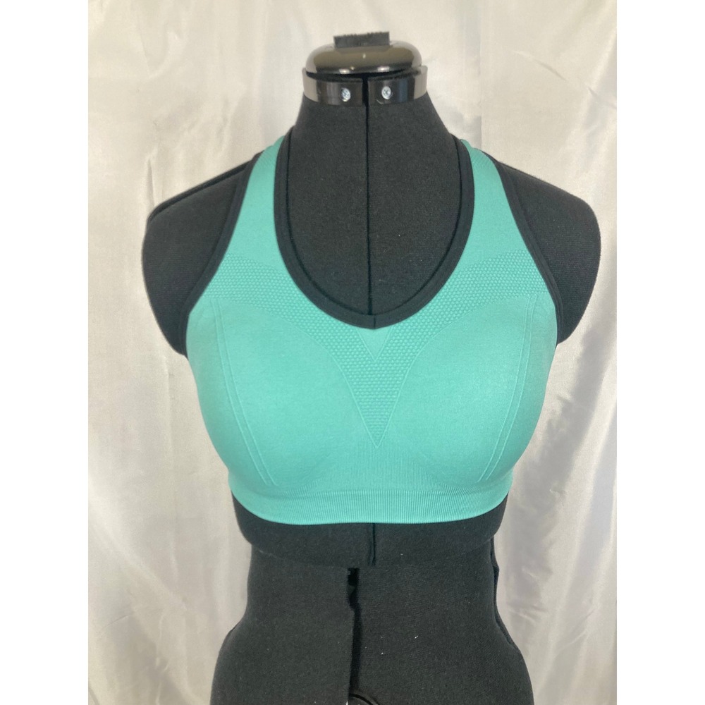 M Women Teal Blue Racerback Padded Wireless Sports Bra